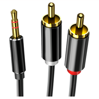 山澤 3.5mm Aux轉2RCA高保真抗干擾一分二音源線 2M, 單一商品, 1條
