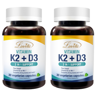 Lovita 維生素K2 + D3素食膠囊 0.4g, 30顆, 2罐