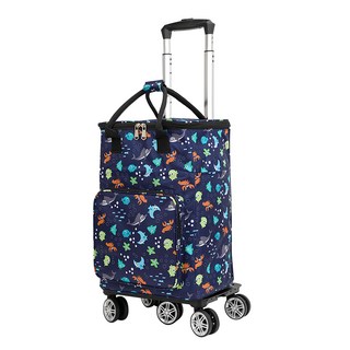 可折疊伸縮拉桿萬向5輪行李購物車, 海底世界, 1個