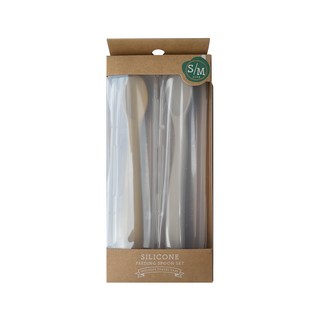 Richell 利其爾 矽膠離乳食湯匙組 S/M 附專用盒, 黃色 + 灰色, 1組