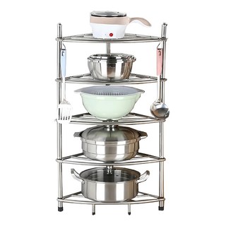 京太陽廚房收納鍋架 加厚不鏽鋼材質 堅固耐用 防水防鏽, 5層, 不鏽鋼色, 1個