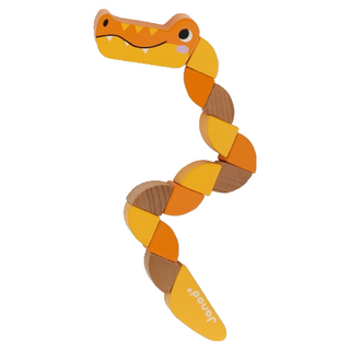 Janod 媽媽法寶 轉轉鱷魚 J04018, FSC森林認證木材, 訓練小手肌肉發展, 黃色, 1個, 1組