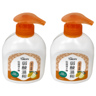GREEN 綠的 弱酸溫和抗菌洗手露 茉莉檸檬 400ml, 2瓶