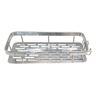 太空鋁浴室收納架, 無痕貼片, 防潮耐腐蝕, 四方 帶鉤帶桿, 銀色, 1個