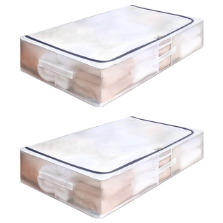 超大防水床底收納箱 56L大容量收納, 大號(80 x 47 x15cm), 透明, 2個