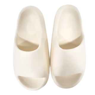 元氣滿滿小胖饅頭氣墊拖鞋，EVA材質，厚底，防滑好穿, 奶油白