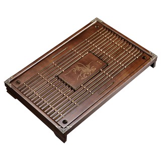 抽屜茶盤 附蓄水盤 木製 43cm x 28cm, 棕色 蘭香, 1個