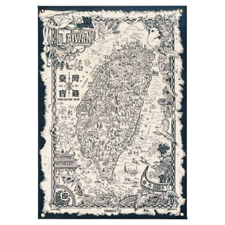 木子創意 臺灣古地圖布掛, 45.5x 81cm, 白色