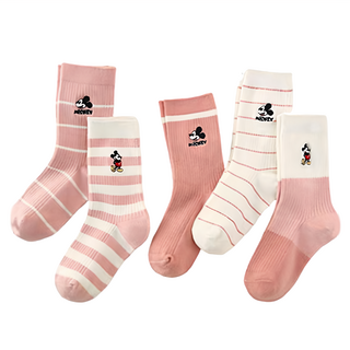 MICKEY MOUSE 米奇 卡通造型兒童短襪5雙組, 薄霧玫瑰, 18-20cm