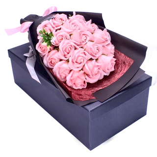 香皂花 Set, 18朵花束 禮盒裝, 情人節禮物 生日送禮, 櫻花粉, 1件