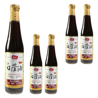 龍宏 白蔭油 日曝365天純釀醬油 古法傳統陶甕缸發酵熟成 100%純黑豆 無麩質過敏原 無添加防腐劑 、焦糖色素, 420ml, 5瓶