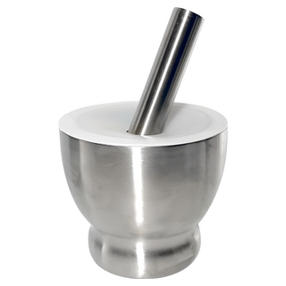 不鏽鋼連體搗器/搗蒜/研磨缽/搗碎器 附蓋 + 磨棒 304不鏽鋼材質 附防濺蓋, 1個