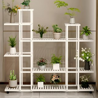 FAmILyLIFE 生活 歐式120面寬移動花架 附輪 A-285-W, 5層, 淨白色