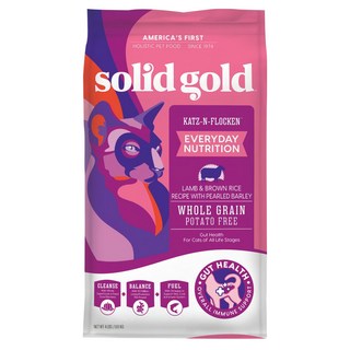 Solid Gold 素力高 全齡貓 乾飼料 全穀什錦羊肉 機能糙米食譜, 4lb, 1袋