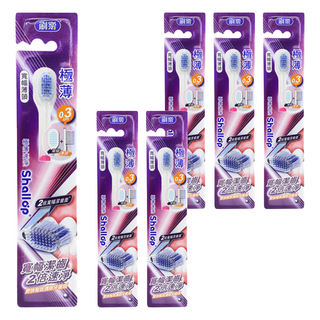 Shallop 刷樂 極薄速淨牙刷 顏色隨機, 1入, 6支