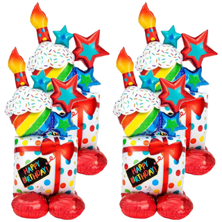 3D站立氣球 Set 生日快樂, 禮物盒 多色, 4個