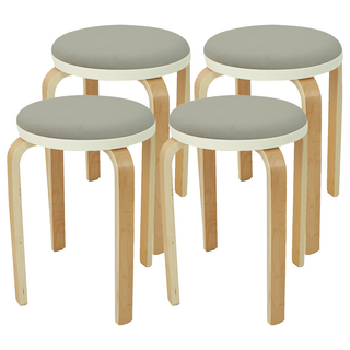 MH家居 麥爾曲木椅凳, 布面升級, 厚實坐墊, 莫蘭迪色系, 優雅灰色, 4張