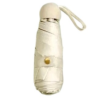 膠囊雨傘 口袋傘 圓柄6骨5折, 小巧便攜, 防曬防雨, 抗風傘骨, 米色, 1支