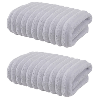 小麥購物 糖果絨浴巾, 質感灰, 2條