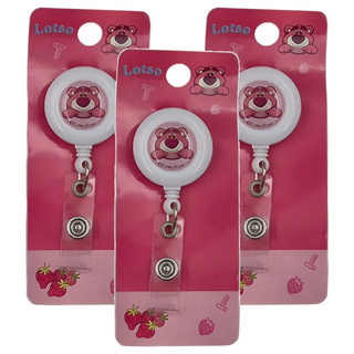 TOY STORY 玩具總動員 迪士尼 伸縮證件扣, 熊抱哥 白色 + 粉色, 3個