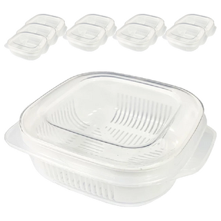 米飯/蔥蒜分裝保鮮盒 Set 5, 聚丙烯PP材質, 耐溫-20~140度, 分層瀝水設計, 密封不串味, 15 x 11 x 5cm, 10個