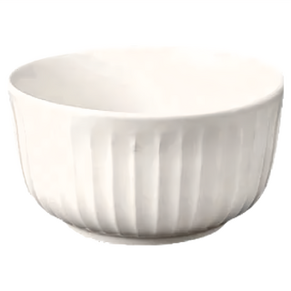 Homely Zakka 北歐創意輕奢風立體豎條紋陶瓷圓形飯碗, 1-2件裝, 直徑11.2cmX6cm, 珍珠白, 1個