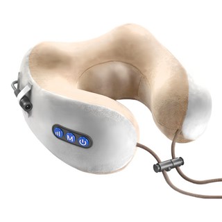 U型無線保暖護頸按摩枕, 棕色, 單一商品