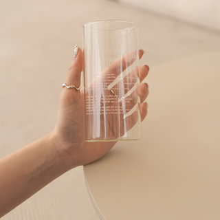 沐慕家居 簡約玻璃杯牛奶杯 2入組, 420ml, 粉字高杯款, 1組