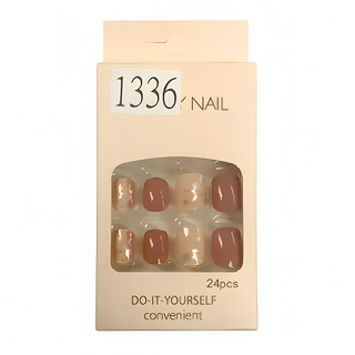 理享家 穿戴甲 彩繪凝膠美甲貼片 24片, 貝殼蜜棗, 1盒