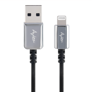 Avier CLASSIC USB A-Lightning 編織高速充電傳輸線 堅固耐用 MFi 認證, 1m, 銀色, 1條
