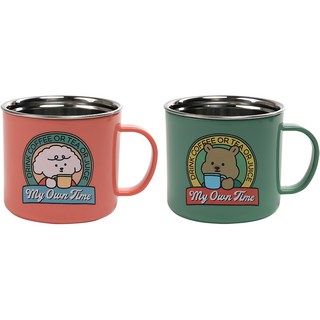 Dailylike My Buddy 不鏽鋼馬克杯組, 橙色 + 綠色, 2個