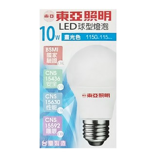 TOA 東亞照明 LED 全電壓球泡燈 10W E27 台灣製 LLA60BL-10AAD, 5700K 晝光色, 1個