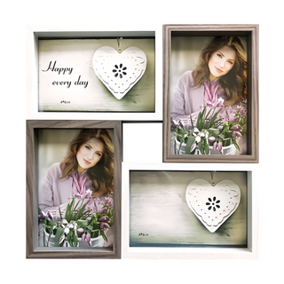 STYLE G時代家居 立體木紋撞色相框組 4入, 白咖色, 1個