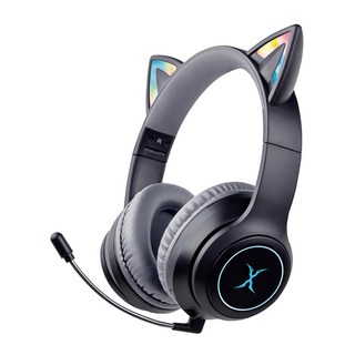FOXXRAY 狐鐳 炫喵響狐低延遲無線電競耳機 RGB炫光貓耳 舒適耳罩, FXR-HAB-10, 黑色, 1個
