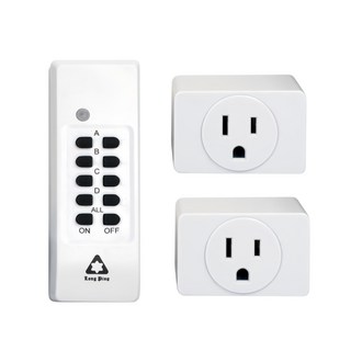 LongPing 一對二智能家電遙控插座 無線遙控 智能學習 適用多種家電, 6cm, LP-RS12, 1組