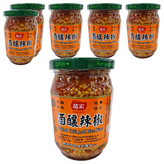 龍宏 酒釀辣椒, 台灣朝天椒與精純米酒, 無添加防腐劑, 360g, 6罐