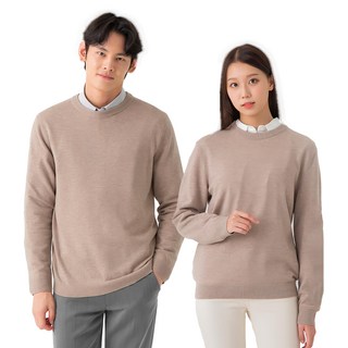 CARET 男士 SFM 100% 羊毛圓領毛衣 - 美麗諾羊毛, M, 棕色