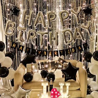 14款精選生日套組 鋁箔氣球 乳膠, A款 銀色, 1組