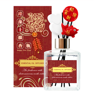 QiMart 迎春納福香氛珪藻擴香瓶 多款賀年造型 法國進口頂級精油 無酒精配方, 花香茉莉, 200ml, 1件