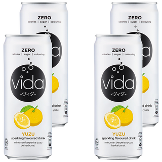 vida 氣泡飲 柚子風味 325ml 零卡零糖 清新暢快, 4罐