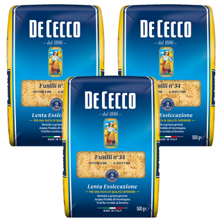 DE CECCO 得科 螺旋麵 NO.34, 採用全球最好的杜蘭小麥粉，堅持傳統製麵法，彈牙口感, 500g, 2包