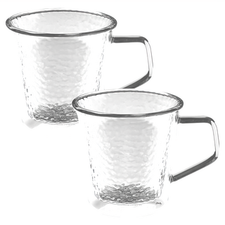 SADOMAIN 仙德曼 雙層玻璃錘紋馬克杯 250ml 高硼矽玻璃, 1組