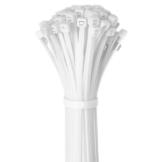 POLYWELL 自瑣式束線帶 PW15-T65-0075 5 x 400 1包, 白色, 100條