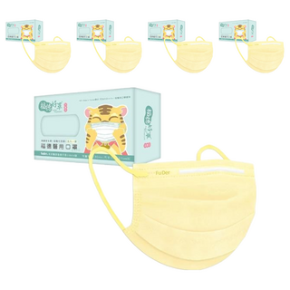 fuder 福德好罩 兒童平面醫療口罩 大童, 30片, 優雅黃, 5盒