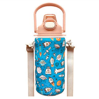 網美保溫杯杯套 藍色火箭 潛水料材質 大款 帶彈力, 1個