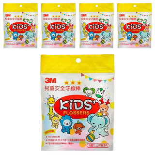 3M 兒童安全牙線棒 超細滑 3歲以上, 5cm, 38支, 5包