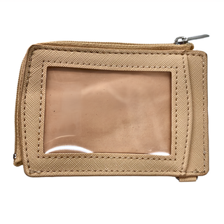 珠友文化 雙面透明票夾零錢包, 可放悠遊卡/iCASH/信用卡, 105 x 80 x 5mm, 奶茶色