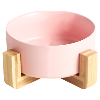 木架陶瓷碗 大號貓咪狗狗適用, 粉色, 1個