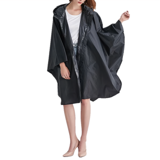 加寬款 素面前開式斗篷雨衣 F0592 360g, 黑色, XL(160~180cm)