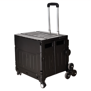 Life+ 多功能秒開收折疊式爬樓梯購物車, 八輪款消光黑, 1個